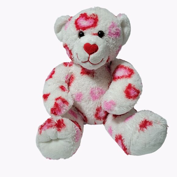 Build A Bear Valentines Day Hearts Plush 14 inch White Red Stuffed Animal Toy - Picture 1 of 6